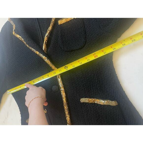 Ralph Lauren Purple Label Runway Blazer Gold Beaded Silk Knit Evening Jacket L - Picture 14 of 16